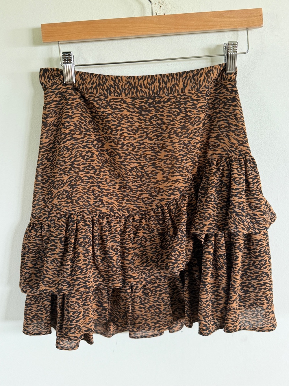 Ted Baker London Brown & Black Printed Tiered Ruffle Mini Skirt Adelynn US 4